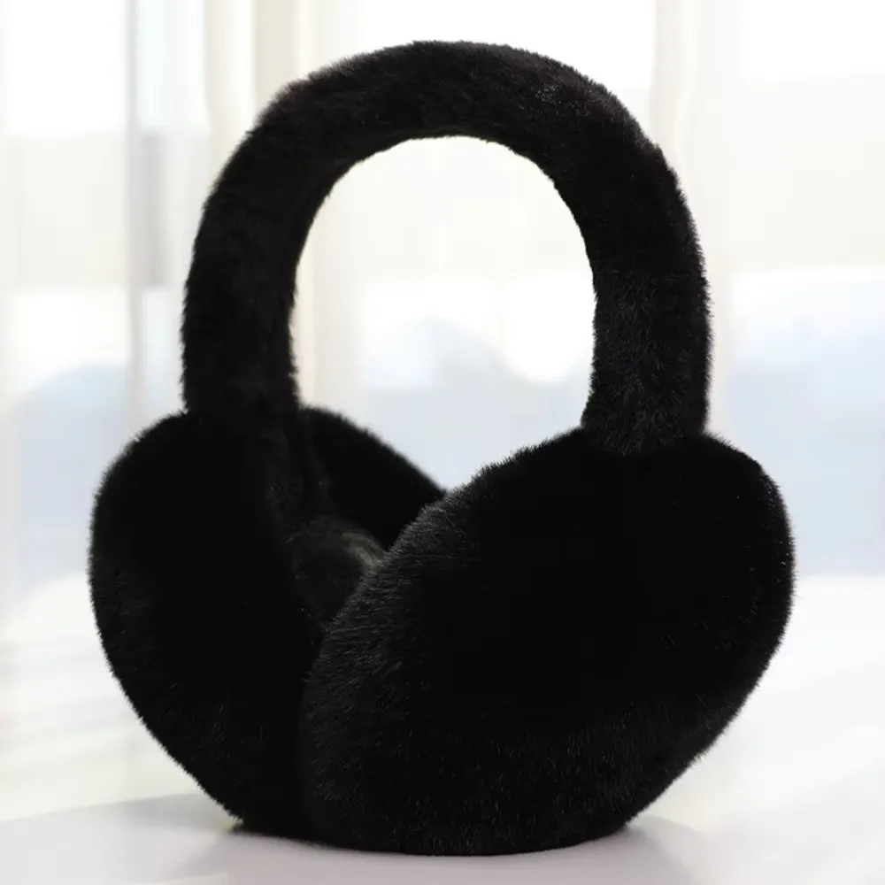 Solid Color Folding Plush Ear Warmer Fashion Winter Earmuffs Thermal Cold Protection Ear Cover Outdoor Skiing Cycling Earflap