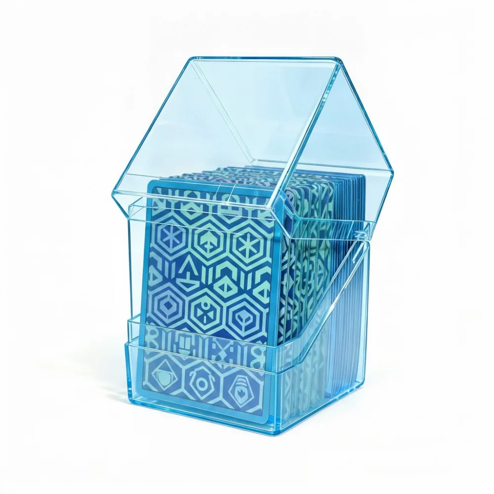 Acrylic Card Storage Box 100PCS Capacity Transparent TCG Deck Box Secure Storage Clear Display Acrylic Card Case