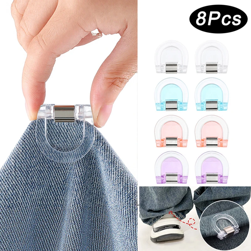 

8Pcs Invisible Leg Shortening Clip,non-slip Pants Edge Clip,used For Anti-drag Pants Hem Fixing,Multifunctional Page Holder Clip
