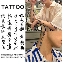 Calligraphy Poem Waterproof Temporary Tattoo Sticker, Long-lasting for 1-2 weeks, Realistic Semi-Permanent Fake Tattoo