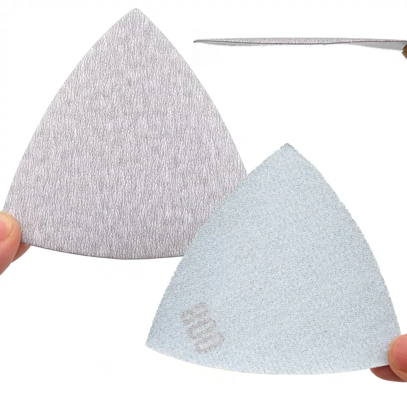 1-200Pcs 90*90*90mm Triangular White Sandpaper 60-1000# Angle Grinder Sandpaper For Automotive Furniture Plastic Metal Polishing