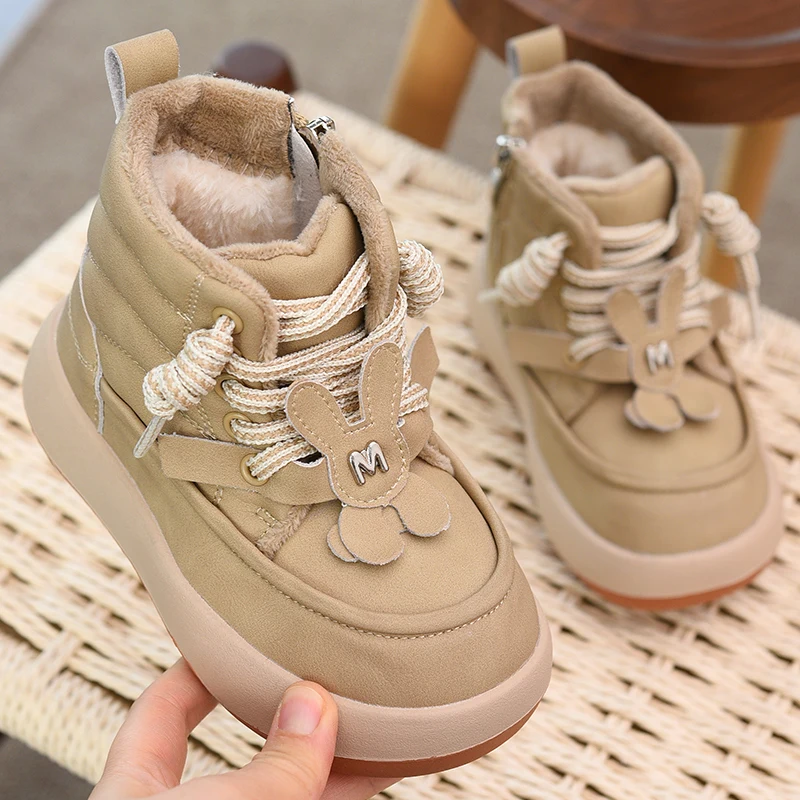 

Children's Cotton Boots, Waterproof, Girls' Snow Boots, 2025 Winter New Style, Boys' Plush Shoes, Warm Big Cotton Shoes