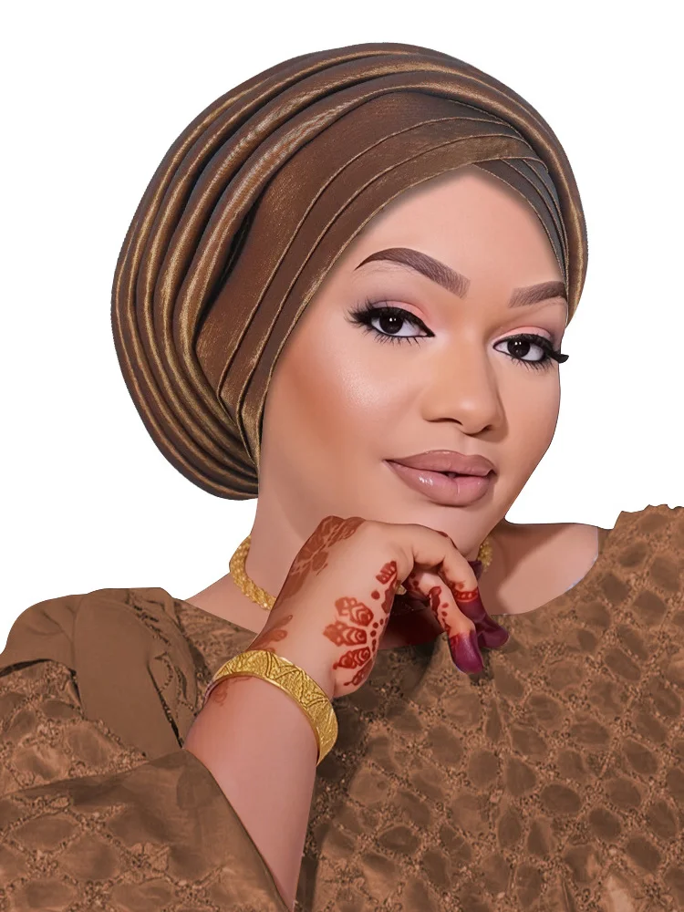 Nigeria African Gele Headties Party Pleated Turban Hijab Headwraps Women Muslim Traditional Headpiece Wedding Geles Head Wraps