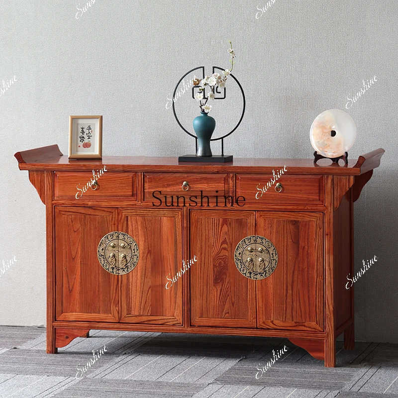 New Chinese style antique solid wood living room cupboard locker elm  FT