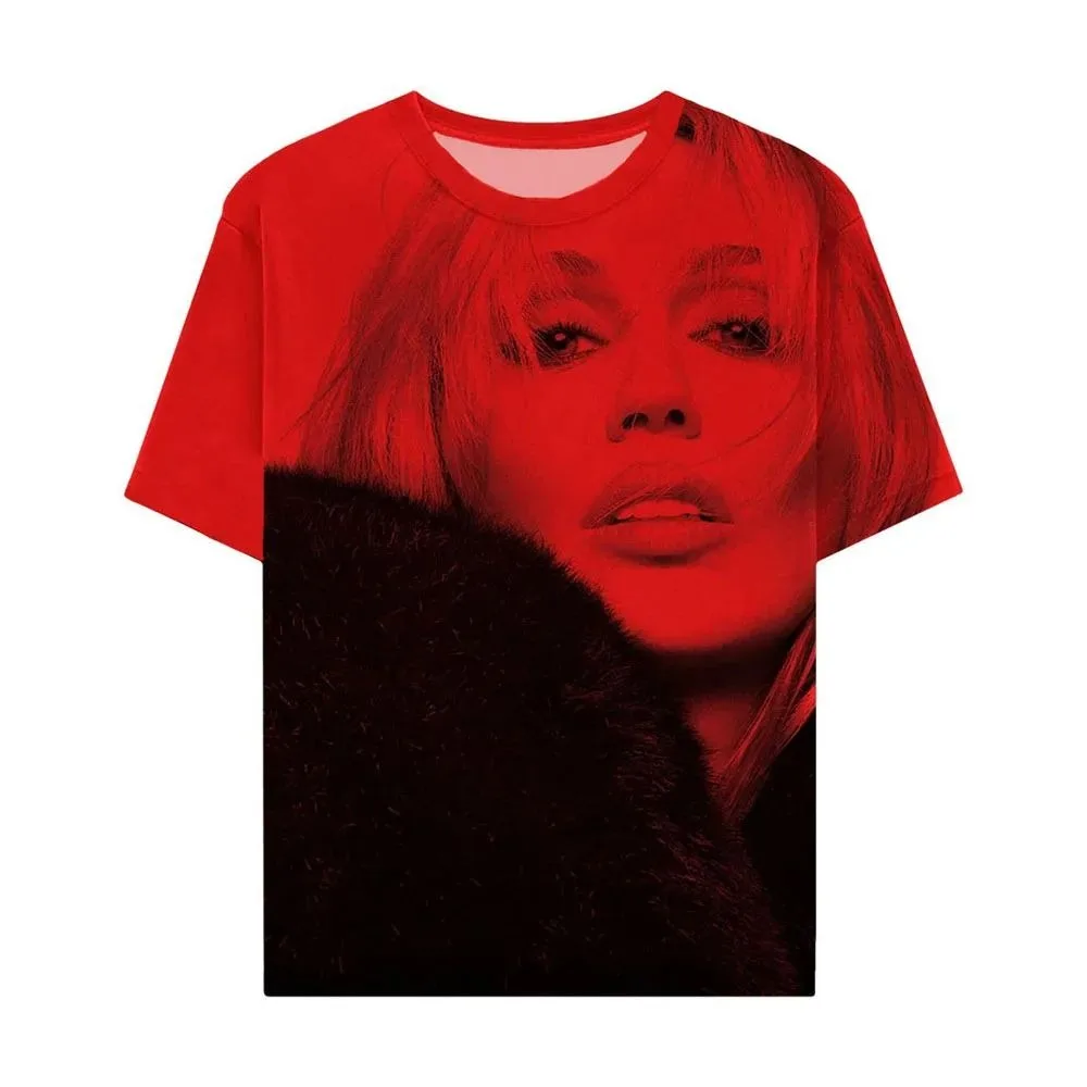 Miley Cyrus BASS PERSUADES RED T-SHIRT Unisex 3D Full Print Short Sleeve TShirt Retro Sport Fashion Tee Streetwear Male