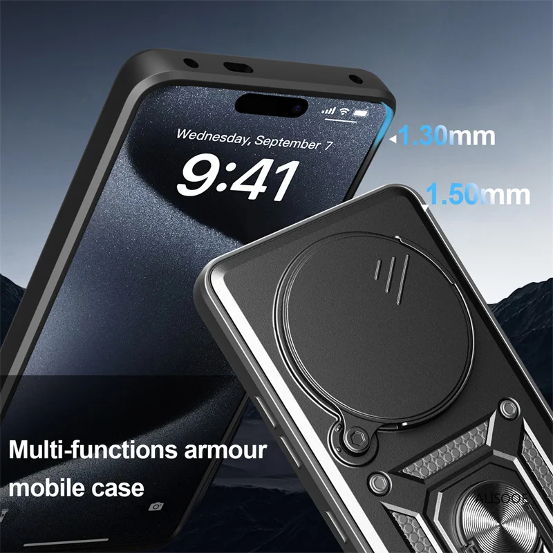 Para honra magia 7 lite 5g caso slide câmera anel titular à prova de choque capa do telefone para honra magic7 lite armadura fundas