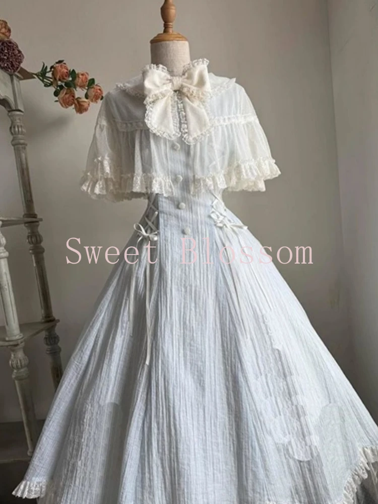 French Elegant Sweet Lolita Dress Women Bow Lace Patchwork Princess Party Dress… - Image 2