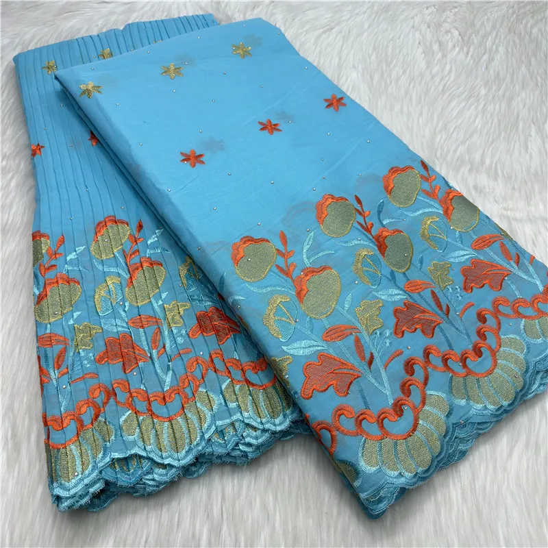 

10 Yard Swiss Voile Dry Lace Fabric Lafaya Embroidery African 100% Cotton fold Popular Dubai Style For Party Material 27L51091