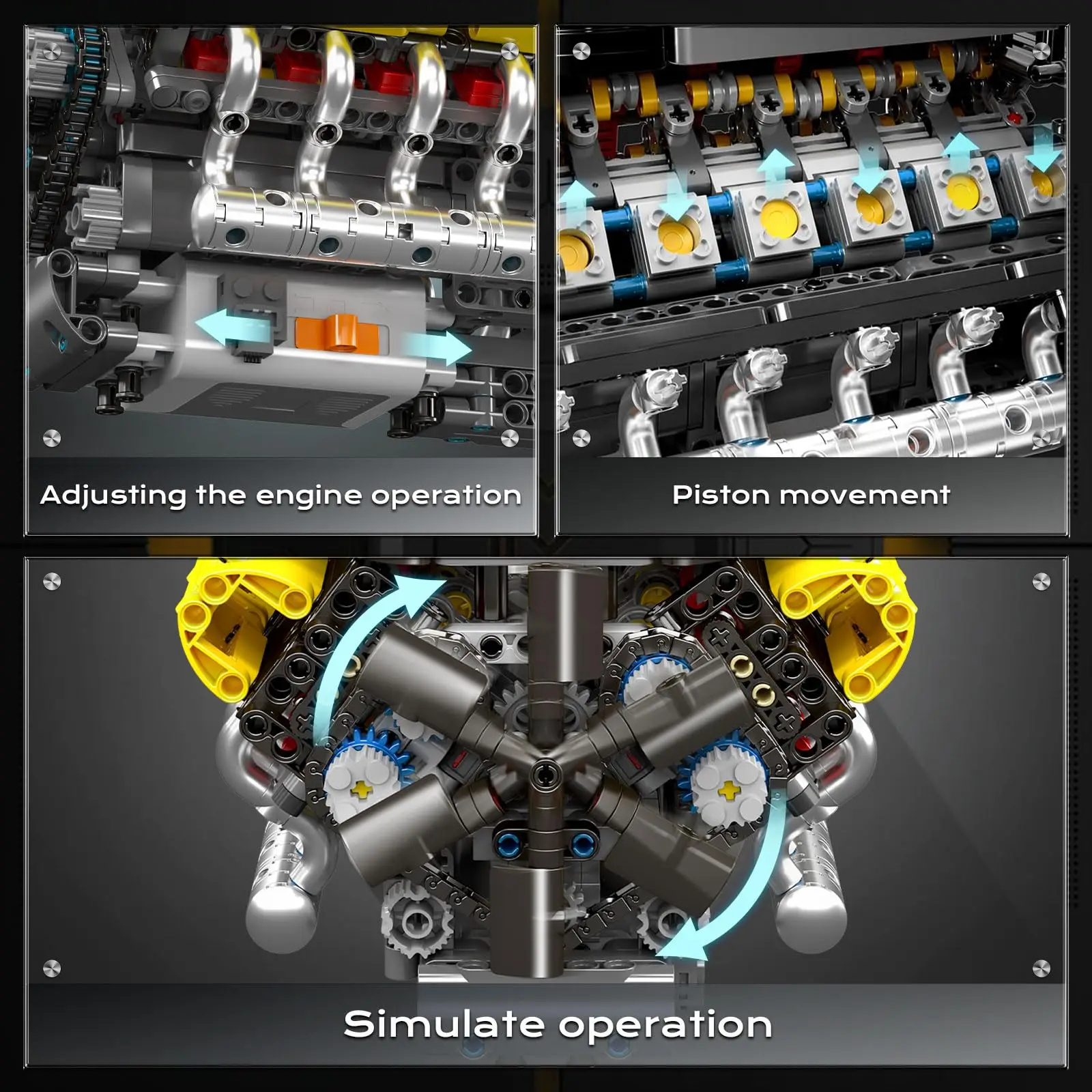 Mold King 10202 1260 Stuks Lambo V12 Motor Building Kit Model MOC Engeering Motor STEM Bouwstenen Speelgoed voor Kinderen volwassenen Geschenken