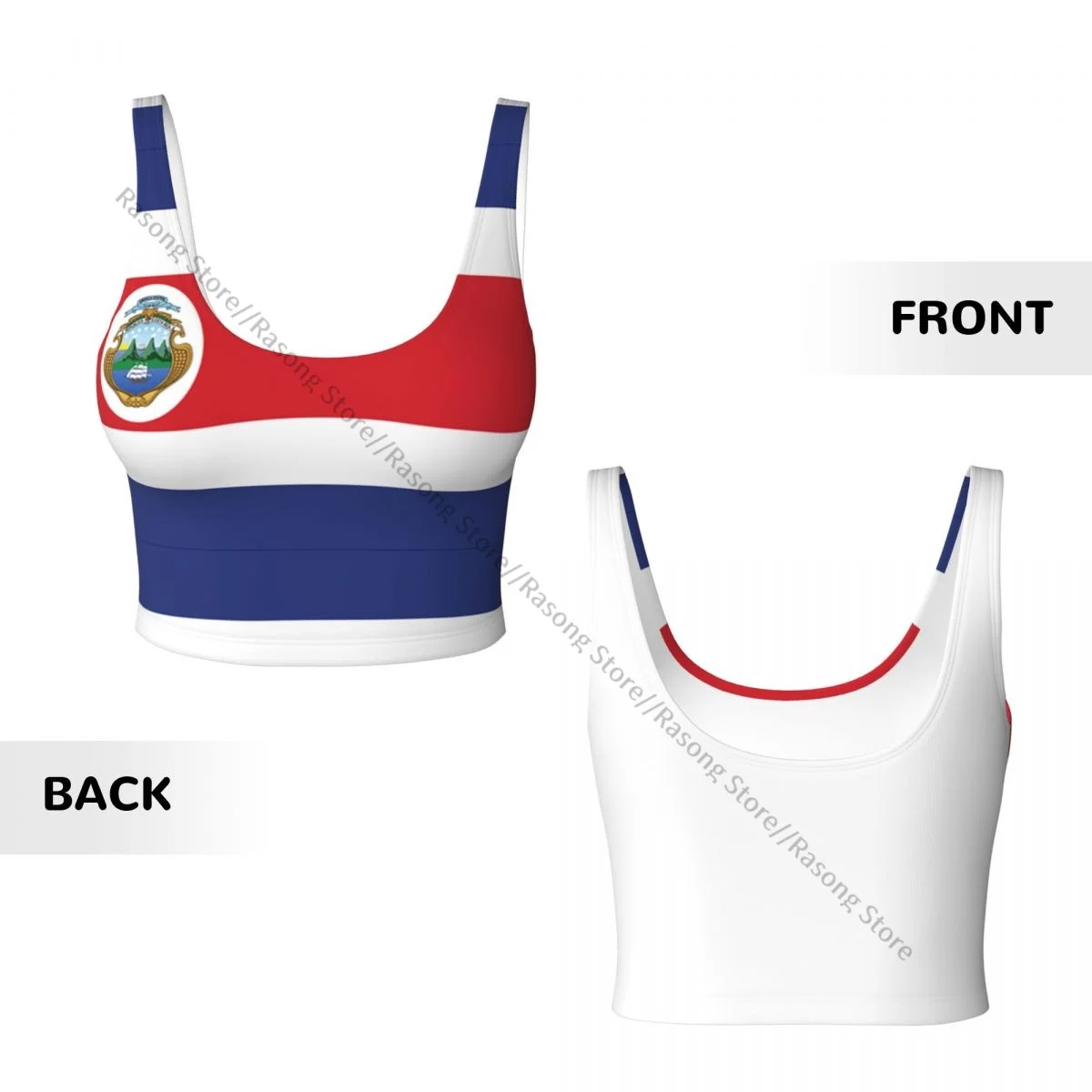 Women Sexy Sports Vest Costa Rican Flag Female Streetwear Sport Lingerie Tee Crop Top