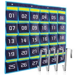 Phone Mount Cell Stand Blue Yellow Classic Model 30 Grids + 4 Hooks Classroom Storage Hanging Pocket Chart for Holder Box Wall