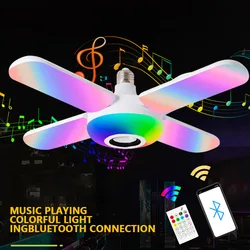 Ampoule LED Intelligente à 4 Feuilles, Musique, Audio Bluetooth, Pliable, Télécommande, Projection de Noël, Lumière Étoilée pour ixde Mariage