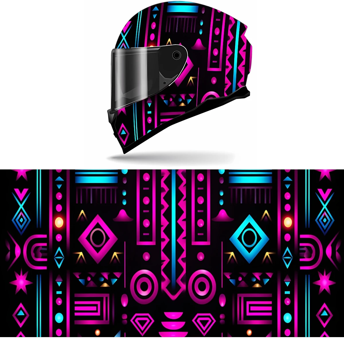 Aztec Tribal Pattern Full Helmet Wrap Sticker Motorcycle Helmet Racing Graphic Decal Vinyl Wrap Helmet Decor Sticker