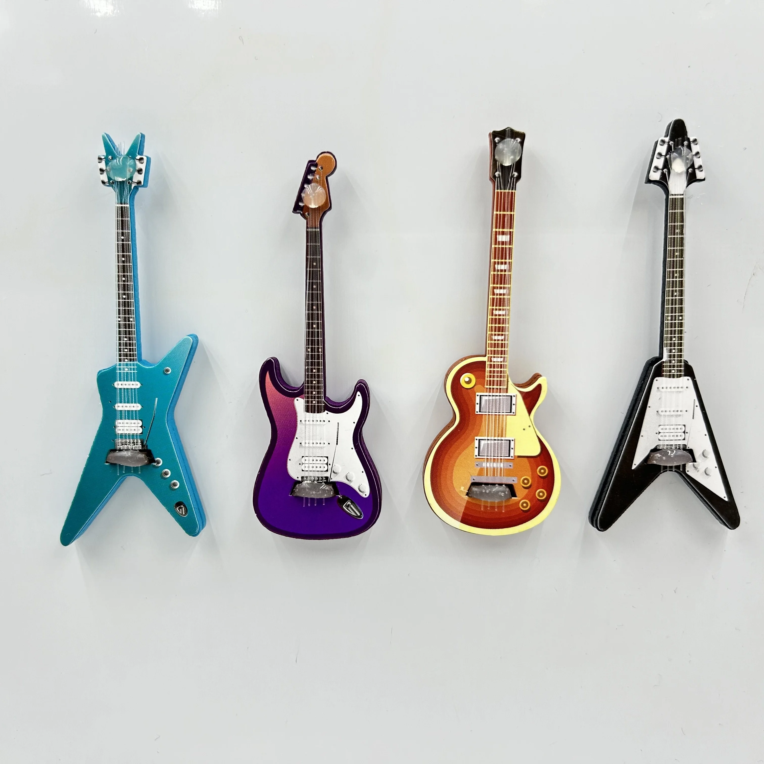 4 قطع من ملصقات ثلاجة الجيتار الكهربائي، ملصقات ثلاجة مزخرفة، مغناطيس مكتب لطيف، مغناطيس ديكور منزلي