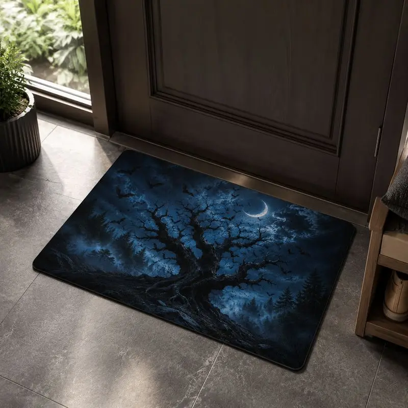 VIKAMA Dark Moon Night Bat Carpet Gothic Style Entrance Hall Floor Mat Bedside Photo Decoration Wear resistant Foot Mat view 4