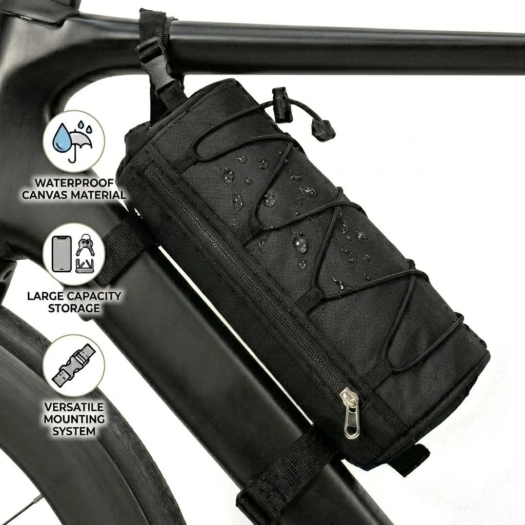 

Bike Top Tube Bag Waterproof Canvas Large Capacity Bicycle Frame Shoulder Bag Outdoor MTB Road Cycling MTB Front Tube Bag
