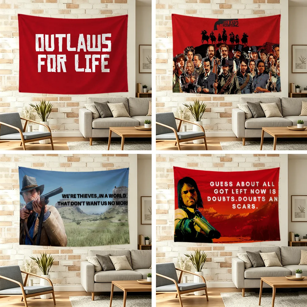 R-red Dead 2 Flag For Outdoor Camping R-redemption Bar Picnic Party Home Decoration Ornaments Banner