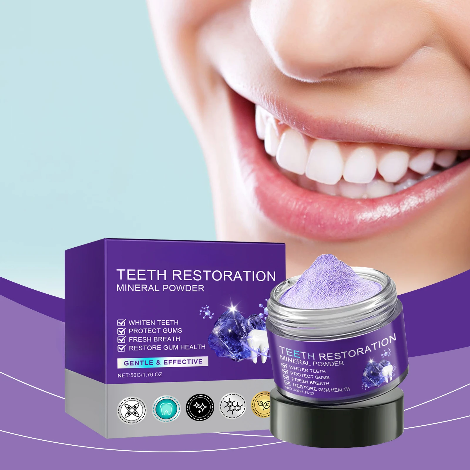 

Gentle Cleaning Protecting Teeth Refreshing Oral Hygiene Removing Bad Breath Tartar Teeth Whitening Powder Quick Acting Cheap