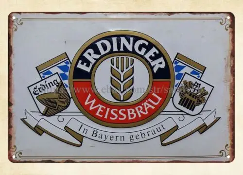 1x,Erdinger Weissbrau Beer German metal tin sign vintage pos