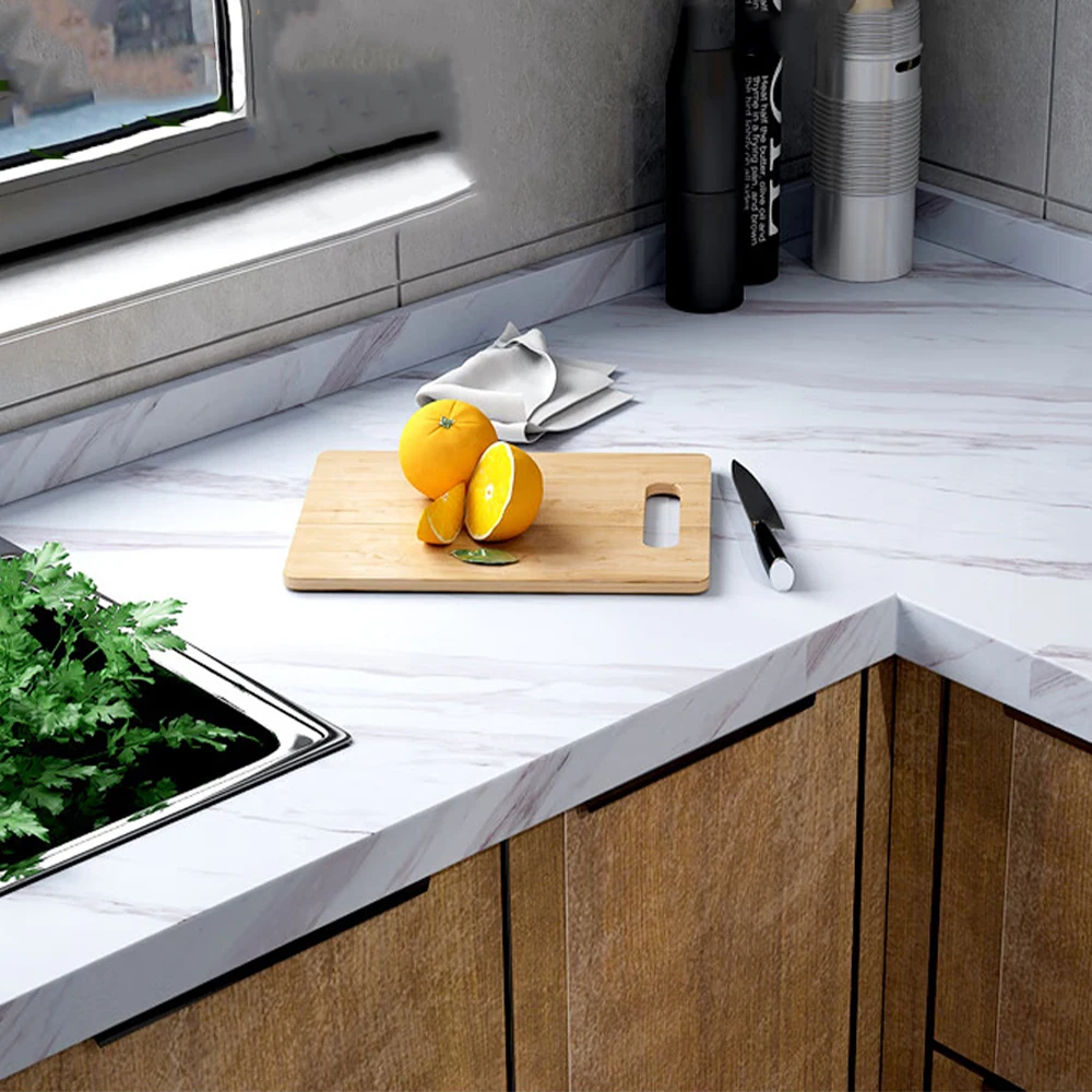 大理石自己粘着ホイル壁紙デスクトップキャビネット装飾用ロール状の PET 紙防水耐油ステッカーキッチン壁用