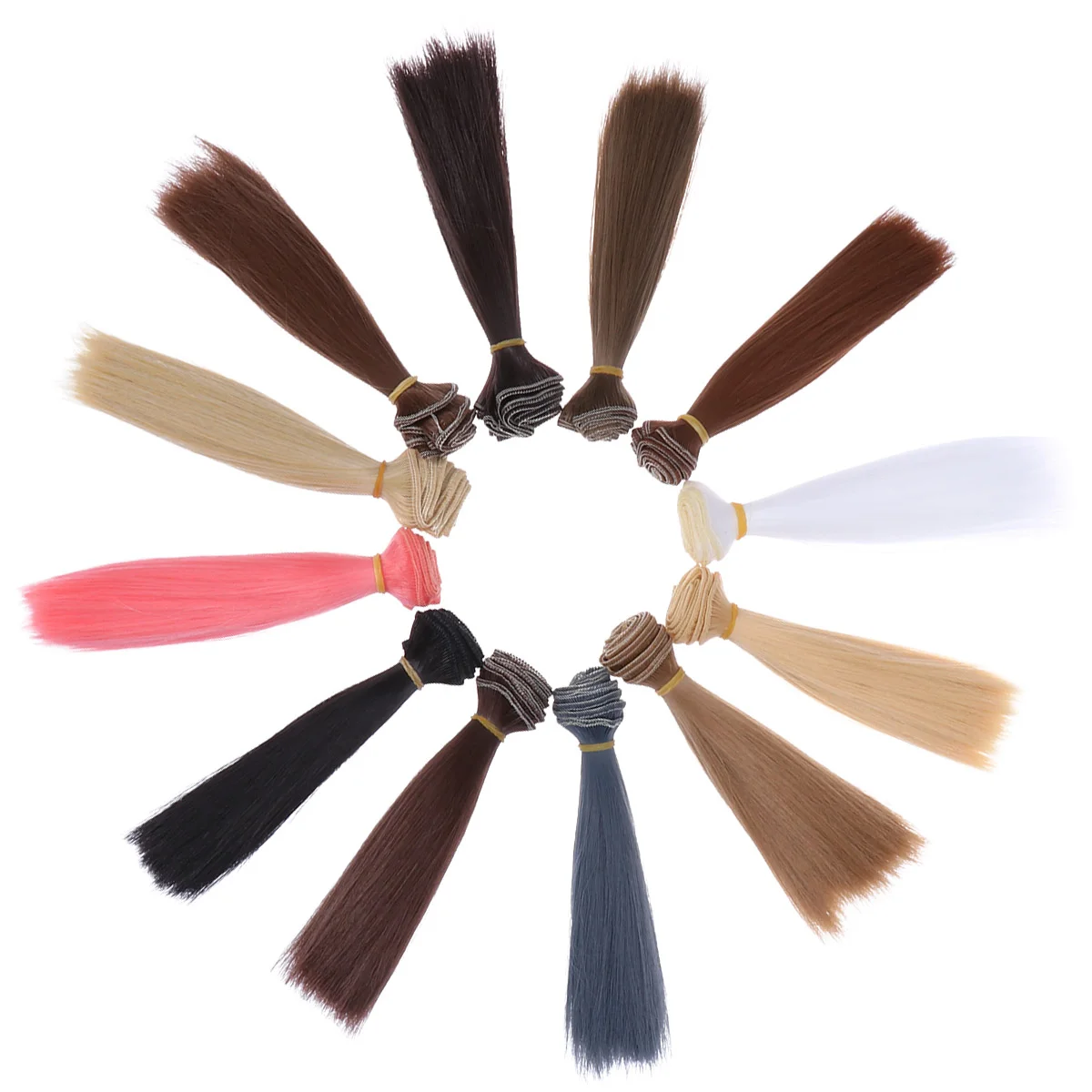 

12pcs Heat Resistant Straight Hair Handcraft DIY Wigs Weft Hair Extensions diy straight hair