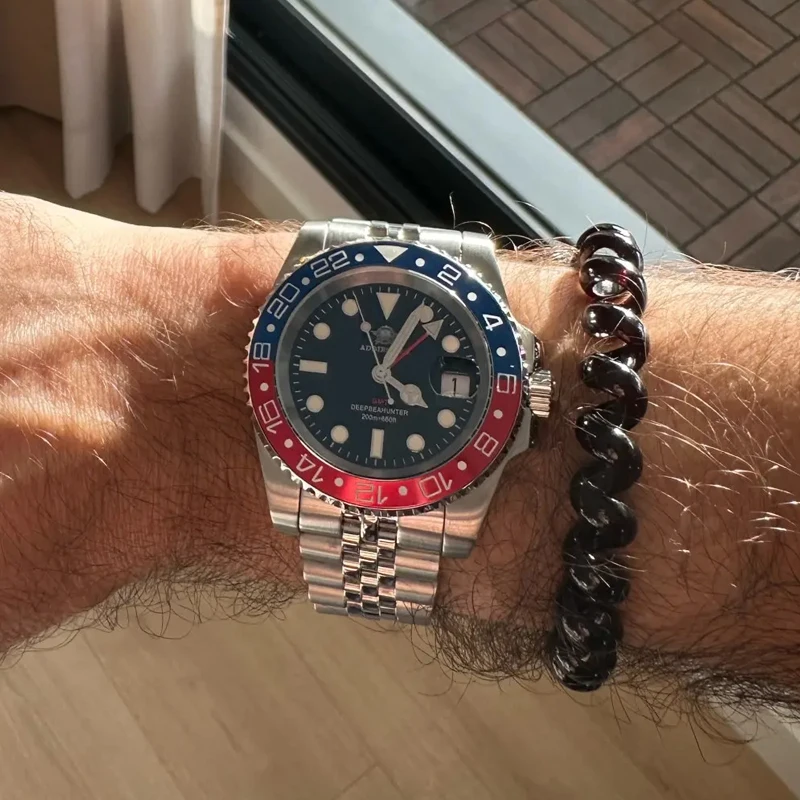 

ADDIESDIVE 39 мм GMT часы светящиеся спортивные кварцевые часы для мужчин безель водостойкие 20 бар дайвинг пузырь зеркало стекло наручные часы