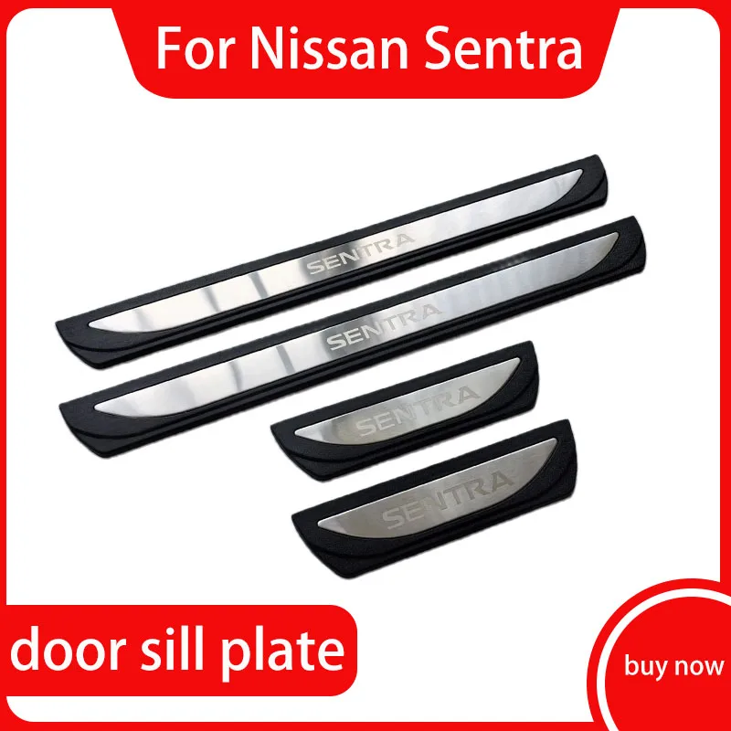 For Nissan Sentra 2012- 2020 Side Door Sill Protector Threshold Scuff Plate Welcome Pedals Covers Trims Car styling