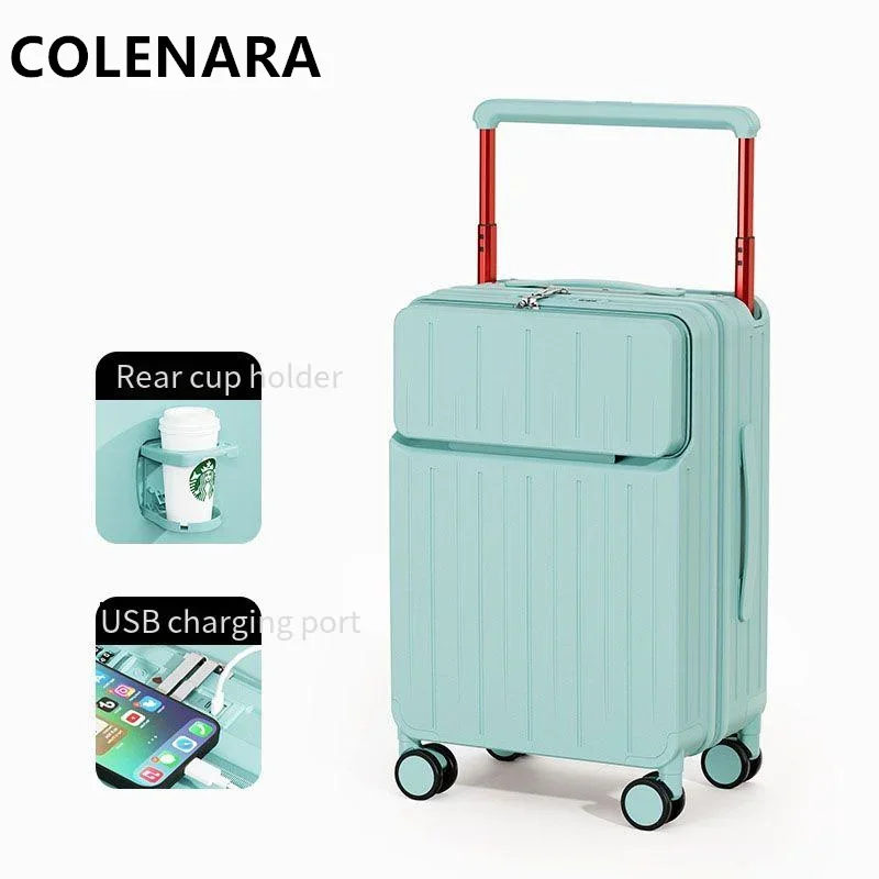 COLENARA ABS+PC Suitcase Front Opening Laptop Boarding Case USB Charging Trolley Case 20\