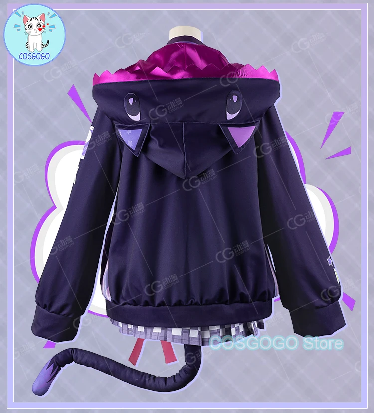 COSGOGO Vtuber Nijisanji Murasaki Shion Cosplay Costume Halloween Game Suit Coat Hoodie Shirt Lovely Skirt Anime Roleplay Women