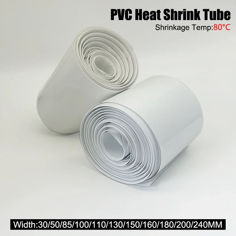 Tubo termorretráctil de PVC blanco ancho 30/50/85/100/110/130/150/160/180/200/240mm funda protectora película de encapsulación de protección contra el polvo
