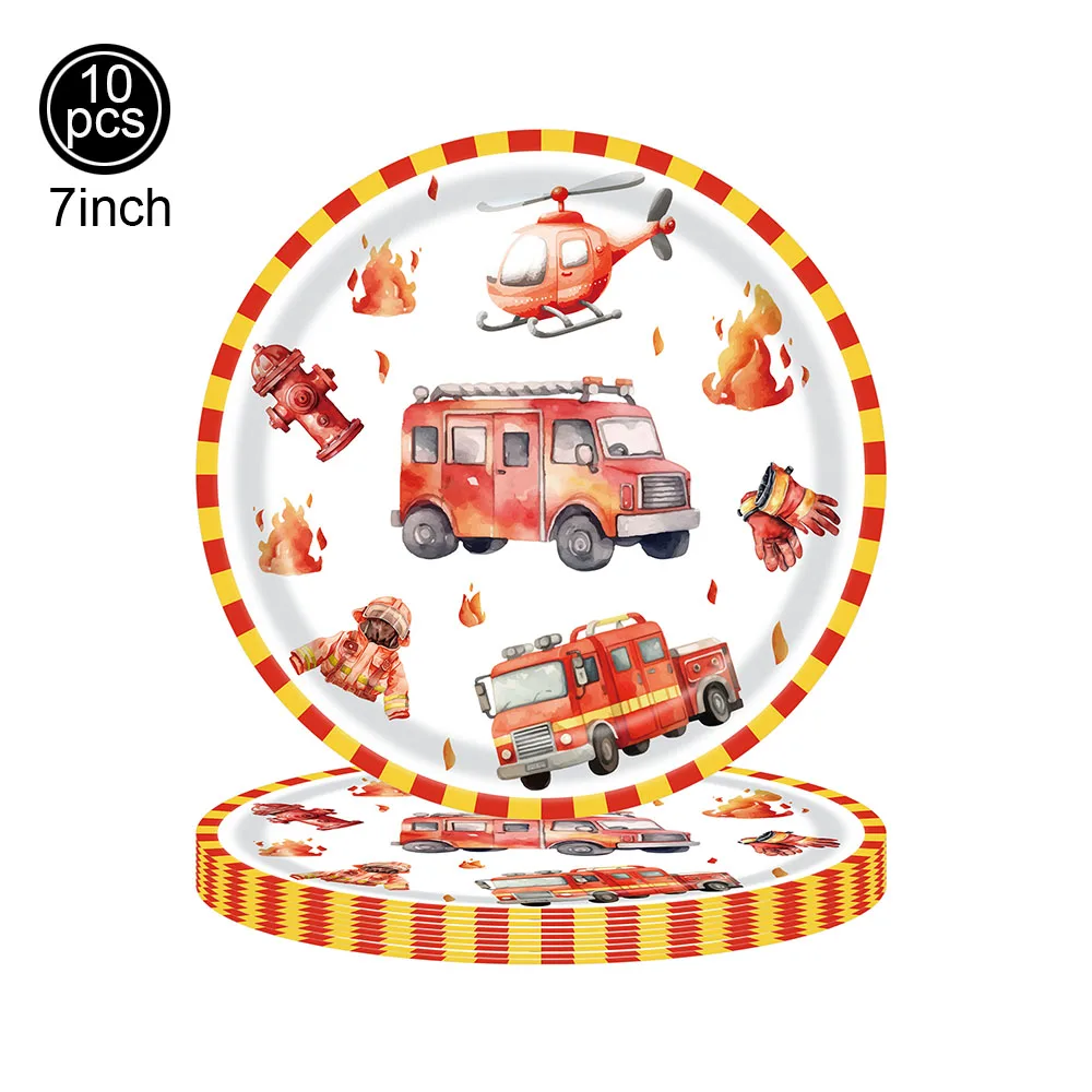 Feuerwehr-Themen-Ballonset: Feuerwehrauto, Flugzeug, Verkehrsleitkegel, Axt, Feuerlöscher - Geburtstagsparty-Dekoration für Jungen