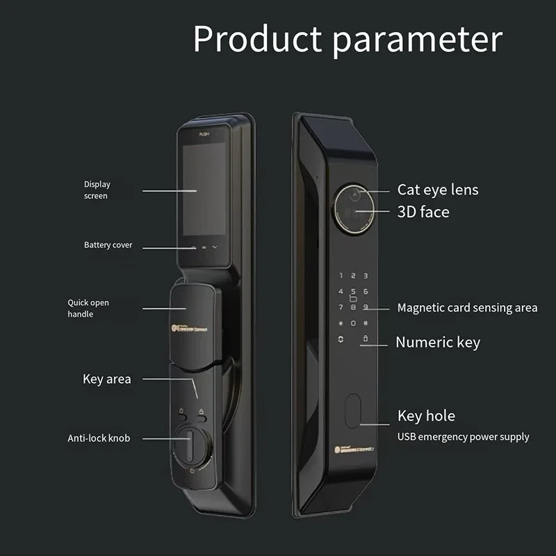 Samsung P90Max 3D распознавание лиц полупроводниковый дверной замок с отпечатками пальцев с видимым большим экраном защита от кошачьего глаза