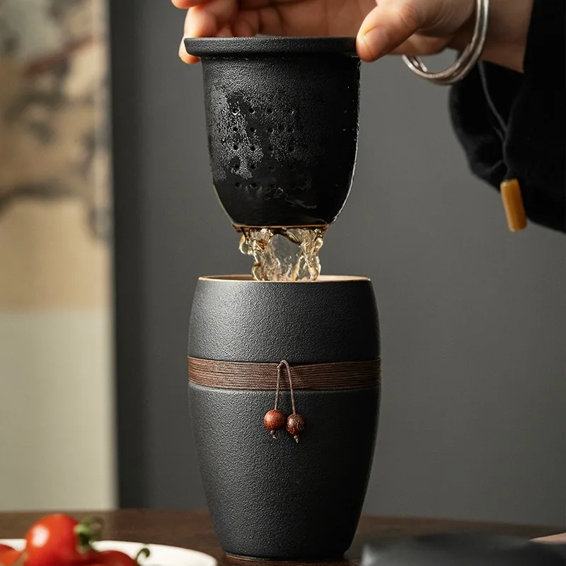 

Ceramic Tea Separation Cup with Lid Creative Filtered Teacup for Personal Use, Portable for Office & Home
