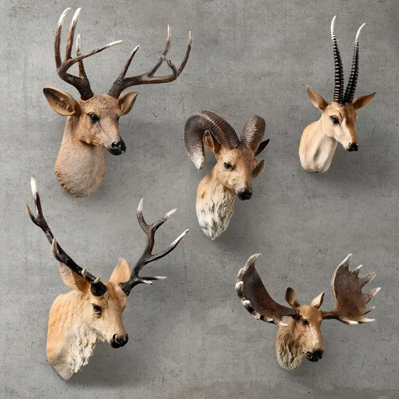 MGT-American Realistic Deer Head Wall Hanging, Animal Head Resin Pendant, Home Decoration, Store Wall Hanging, Best Gift