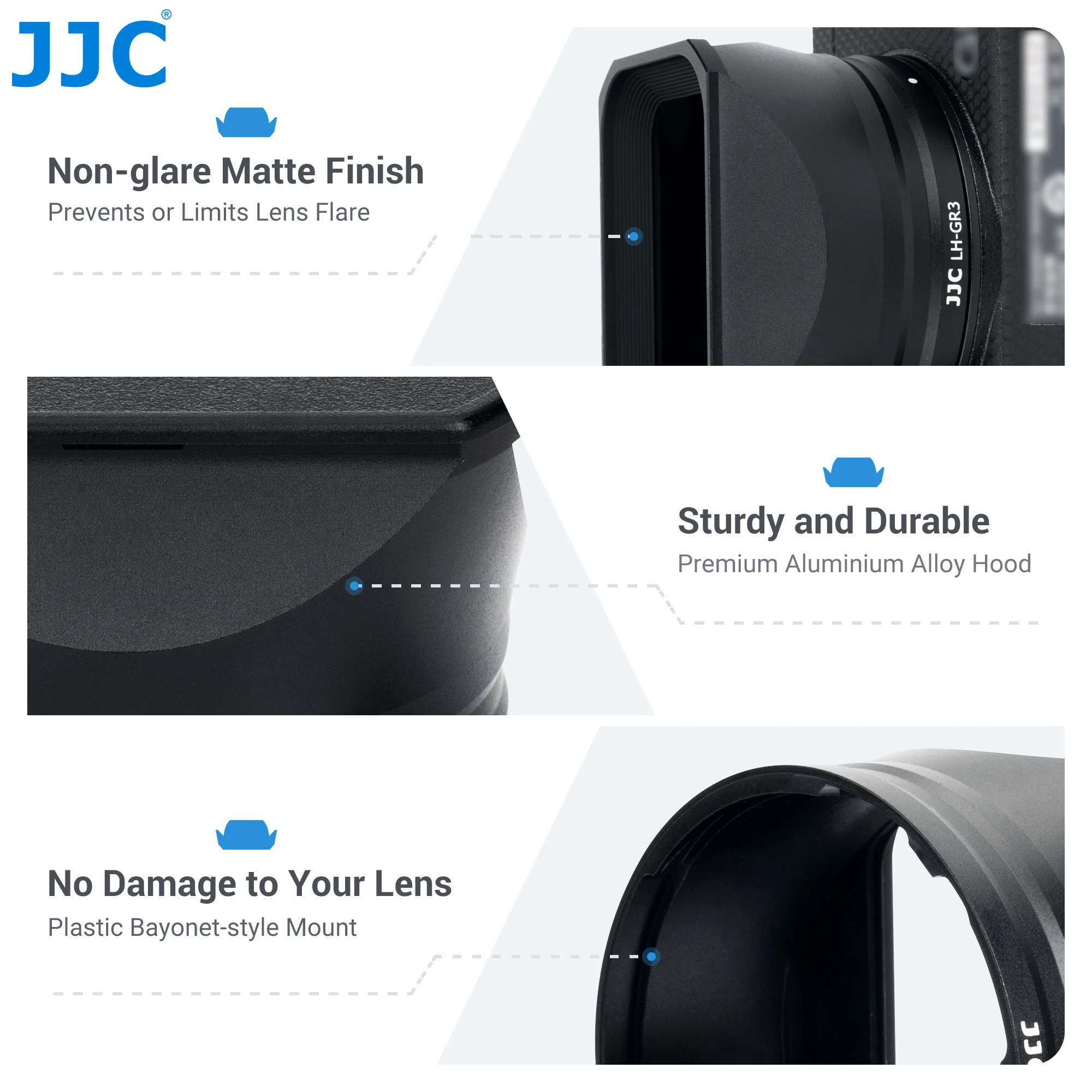 JJC Metal Lens Hood GR3 HDF GR3x HDF Dustproof Lens Protector with Lens Hood Cap Compatible with Ricoh GR IIIx HDF GR III HDF
