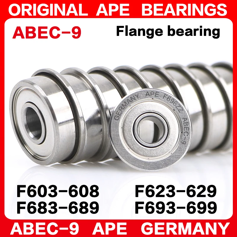 5/10pcs ABEC-9 Flange Bearing F683 F608 F684 F685 F686 F688 F693 F694 F695 F696 F698 F604 F605 F606 F607 F624 F625 ZZ Bearings