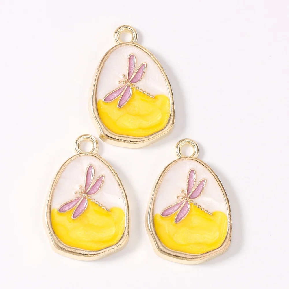 Leslie 10 Stück Ölgemälde Perlen-Libellen-Schmetterlings-Blumen-Anhänger für DIY-Ohrringe, Halsketten, handgemachter Schmuckherstellung – Detail 22
