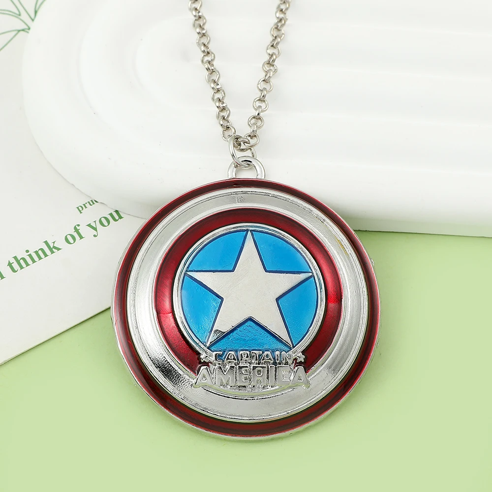 Modische Punk Captain America Schild-Halskette - Trendiger Unisex-Anhänger Schmuck-Accessoire als Geschenk für Freunde – Detail 7