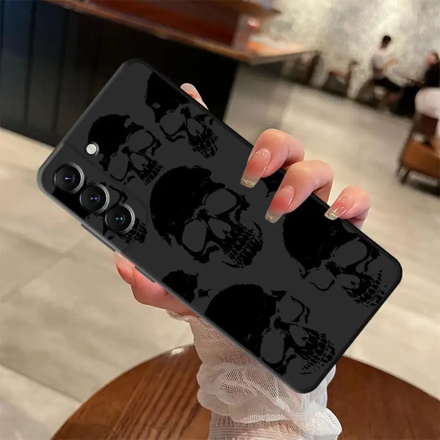 Skeleton Skull Black Soft Phone Cover Case for Samsung Galaxy A25 A71 A22 A52 A41 A23 A53 A26 A72 A51 A73 A36 A24 A55 A32 A35