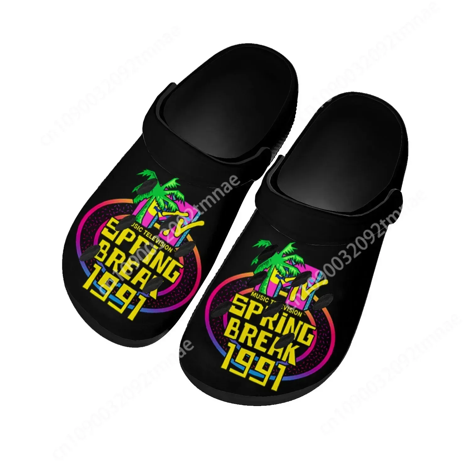 

MTV Spring Break 1991 Home Clogs Custom Water Shoes Mens Womens Teenager Shoe Garden Clog Breathable Beach Hole Slippers Black