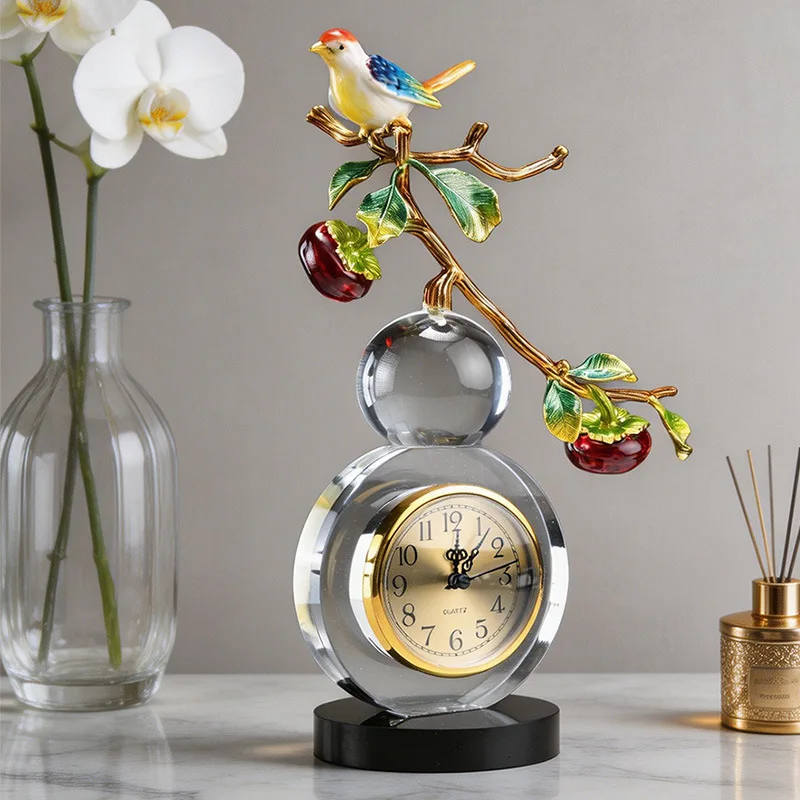 YFY light luxury persimmon Ruyi desk New Chinese living room desktop decoration desk clock Household entrance silent pendulum