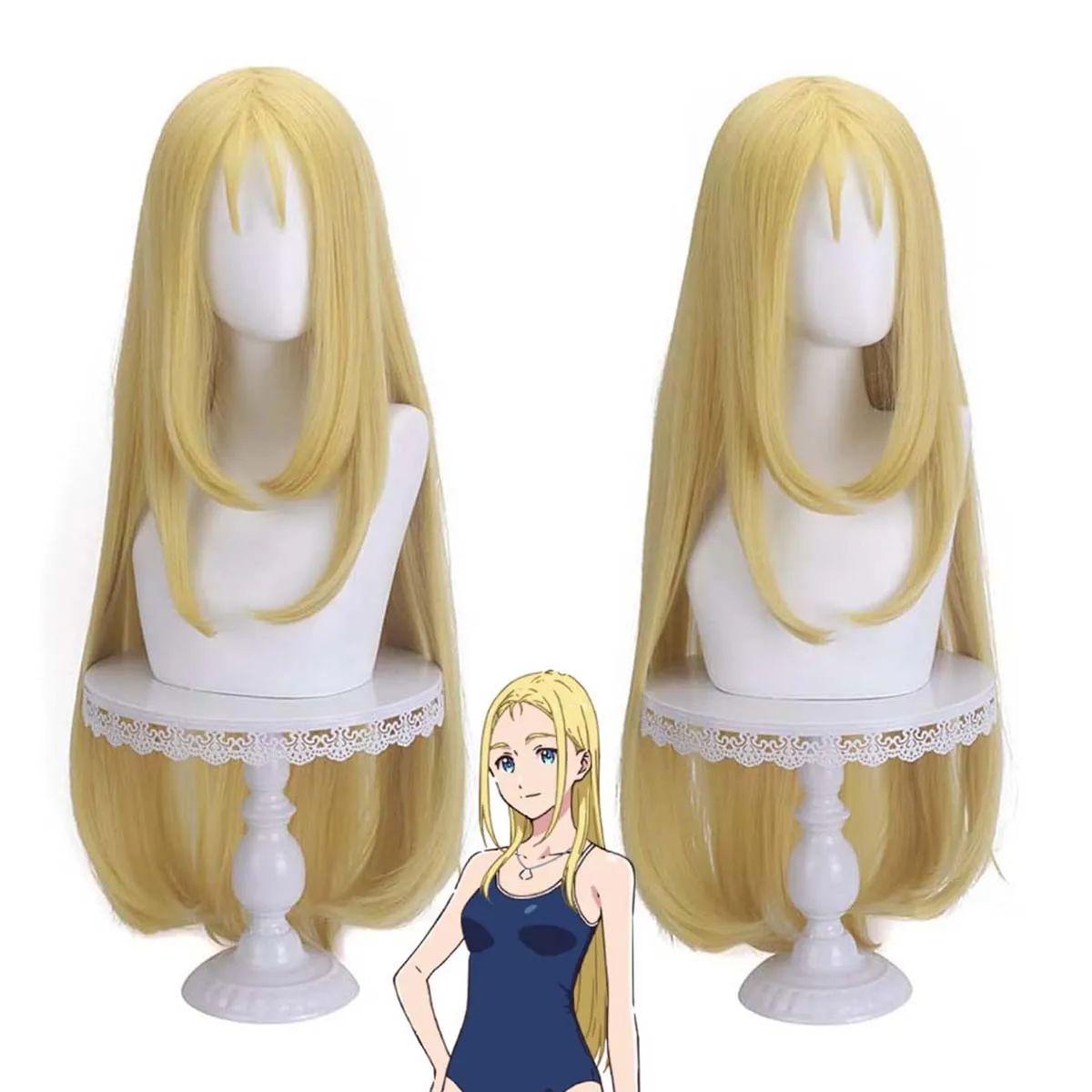 

Аниме Летнее время Рендеринг Косплей Ушио Кофуне Светлый длинный прямой парик из волос