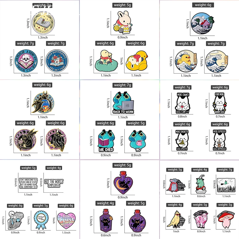 2-6Pcs/Set Cartoon Cute Anime Animal Brooch Enamel Pins Funny Simplified Figures Game Role Rabbit Muscle Frog Rat Brooches Badge