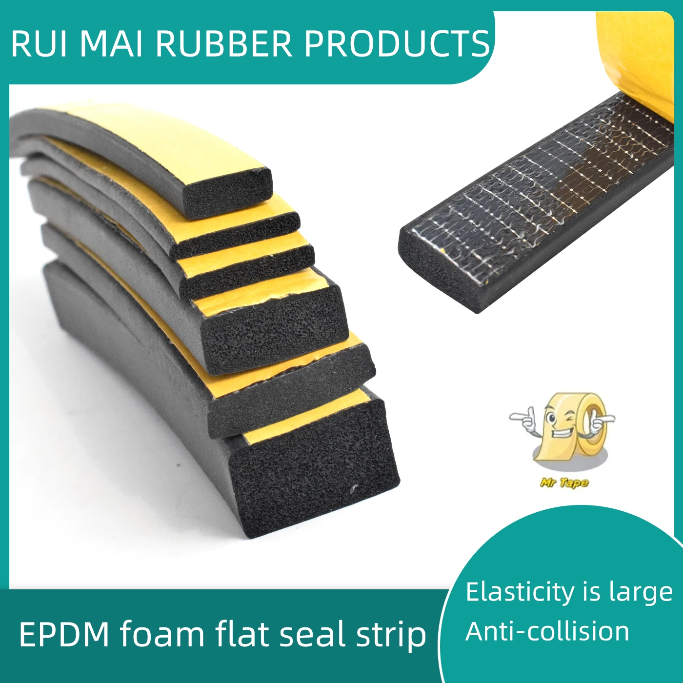 Bande d'étanchéité en mousse EPDM, largeur 10mm à 25mm, bande carrée plate pour boîte de distribution, armoire, étanchéité d'éponge EPDM