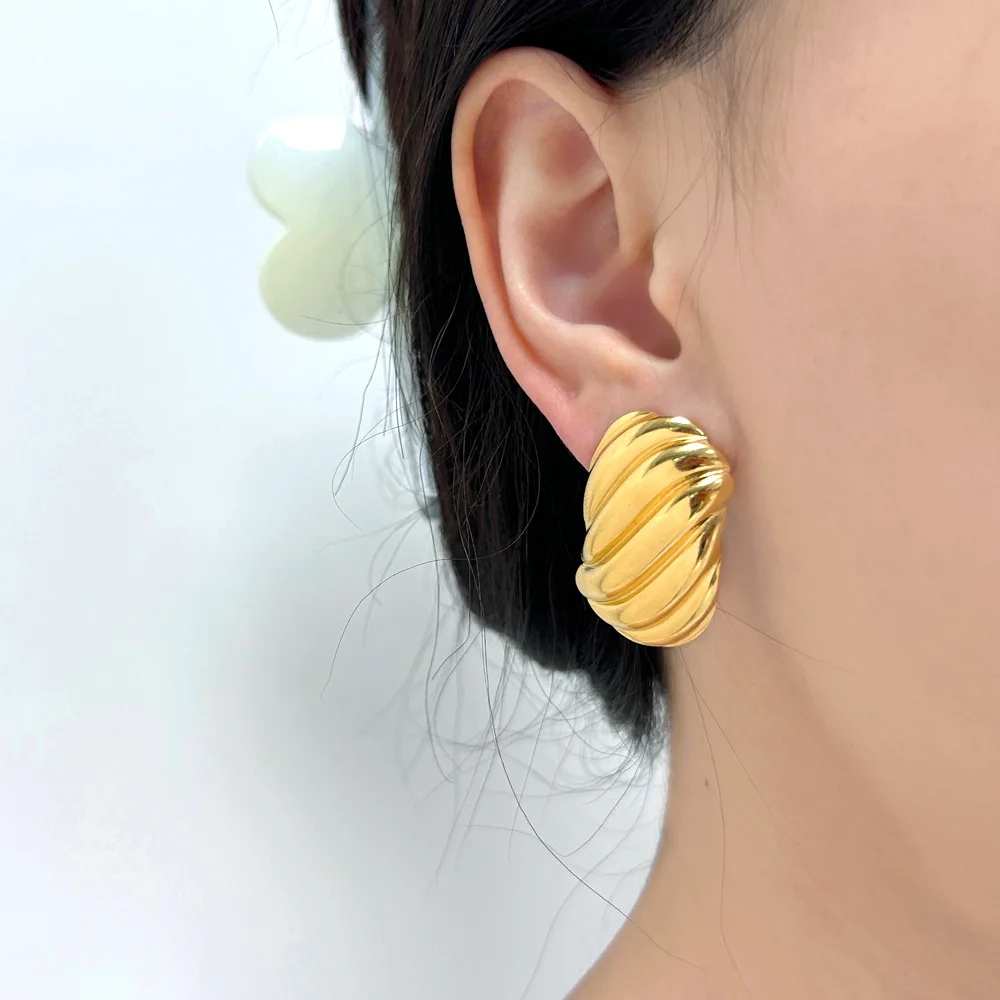 DIY accessories 316 ear needles hot sale European and American exaggerated metal thread stainless steel earrings versatile stud