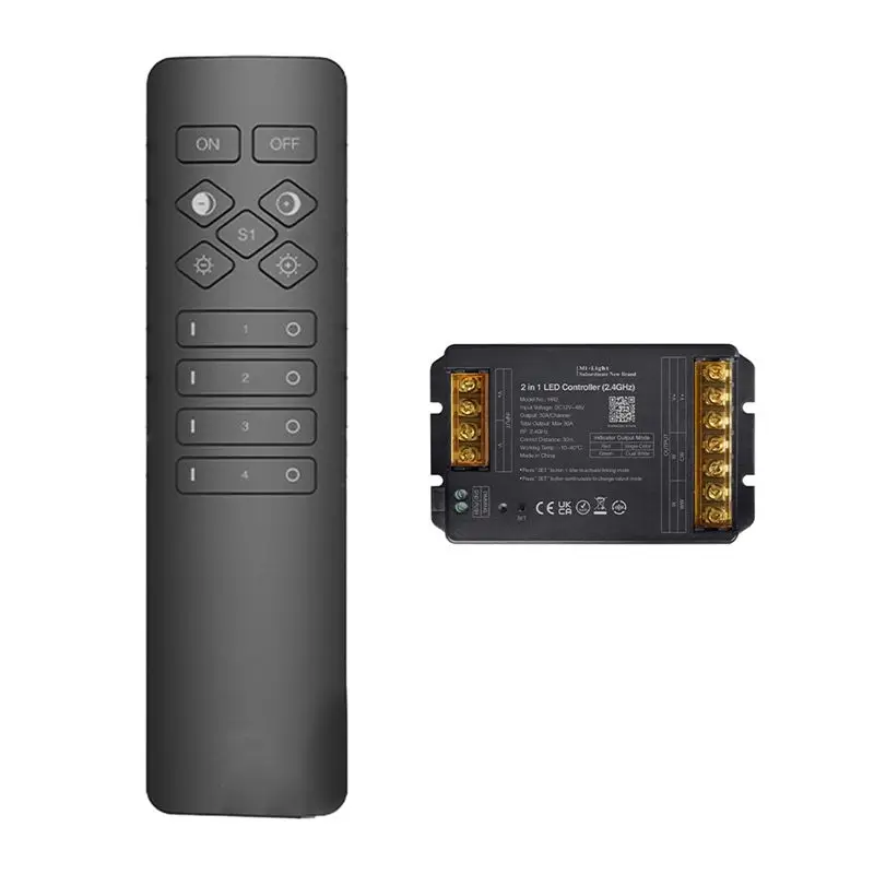 

Контроллер AC18 (гарантированное качество) 2-в-1, 2.4G Wi-Fi + RF, большой ток до 30А, для одноцветных/двухцветных (белый/белый)/RGB/RGBW/RGB/CCT лент