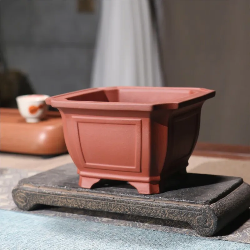 Creative Yixing Purple Sand Flower Pot Square Ceramic Bonsai Pot Household  Desktop Chinese Style Decorative Flower Pot 1PCSLE915 - AliExpress 15