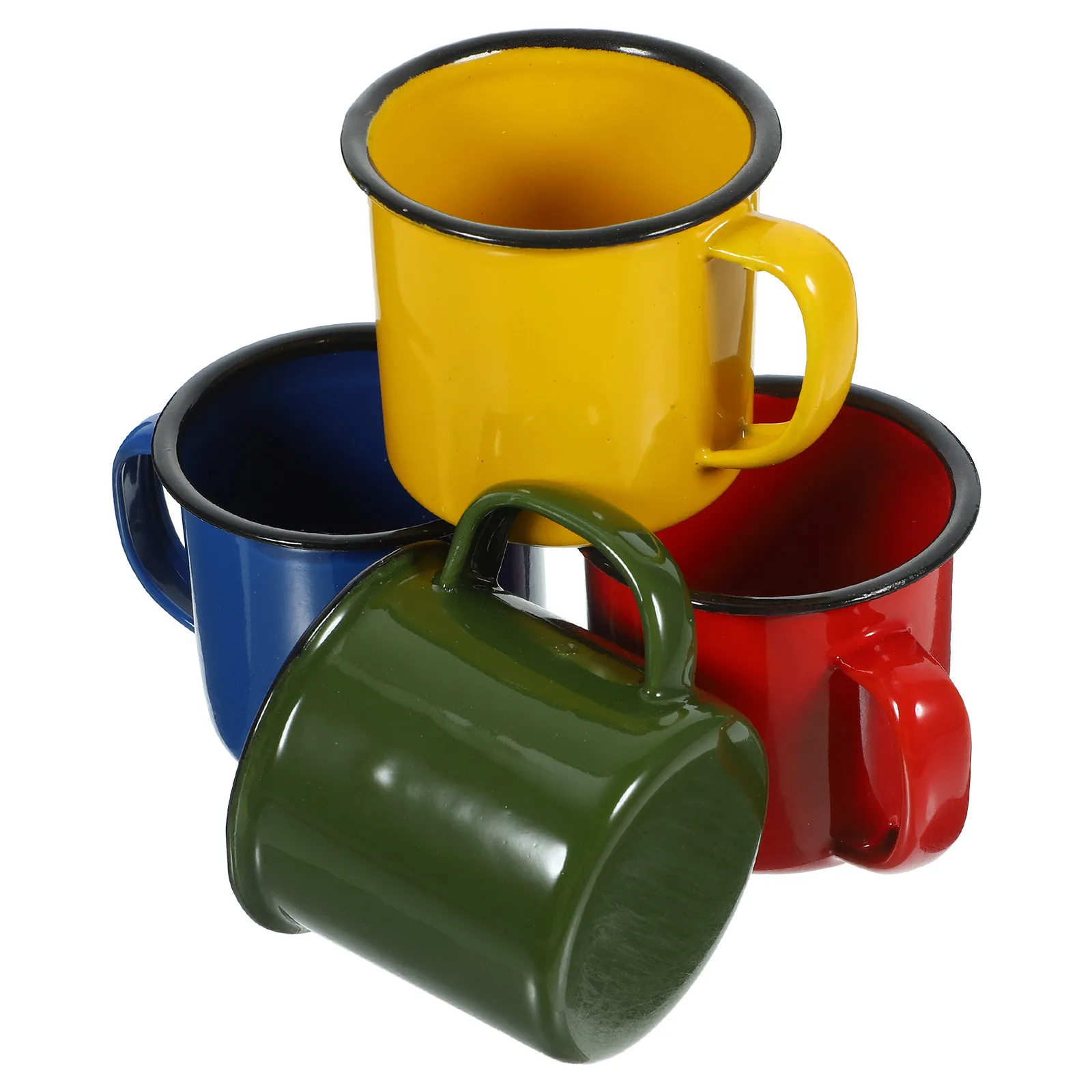 

4Pcs Retro Enamel Coffee Mugs Thickened Household Water Juice Milk Cups Multi-Function Party Drink Cups Coffee Mug