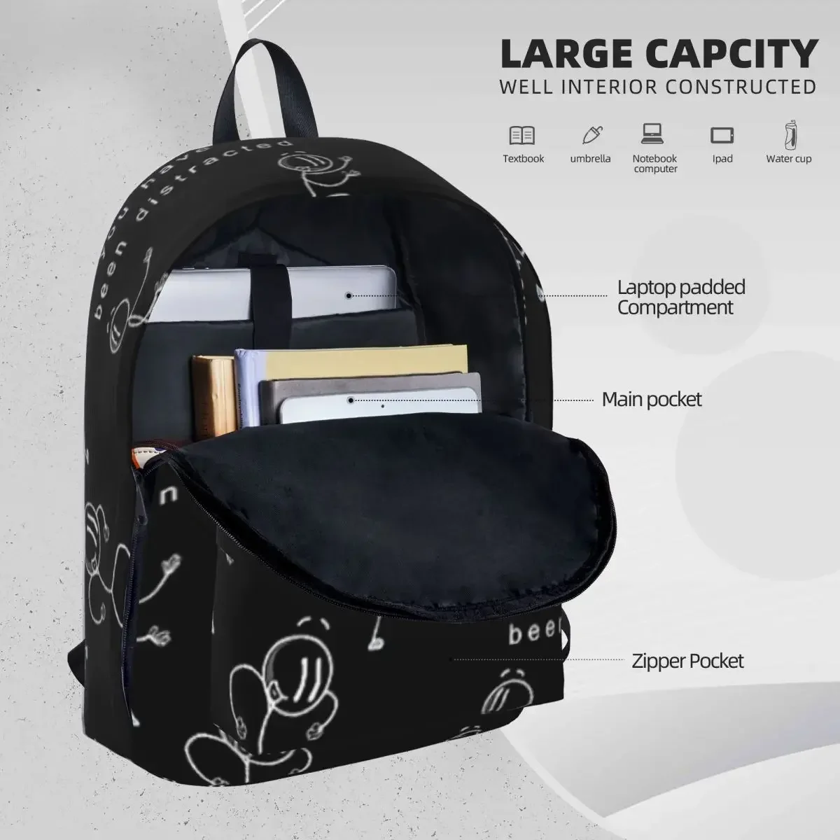 Sie wurden abgelenkt klassische 3 schwarz-Henry Stick min Rucksack Schüler Schult asche Laptop Rucksack Reise Rucksack Bücher tasche