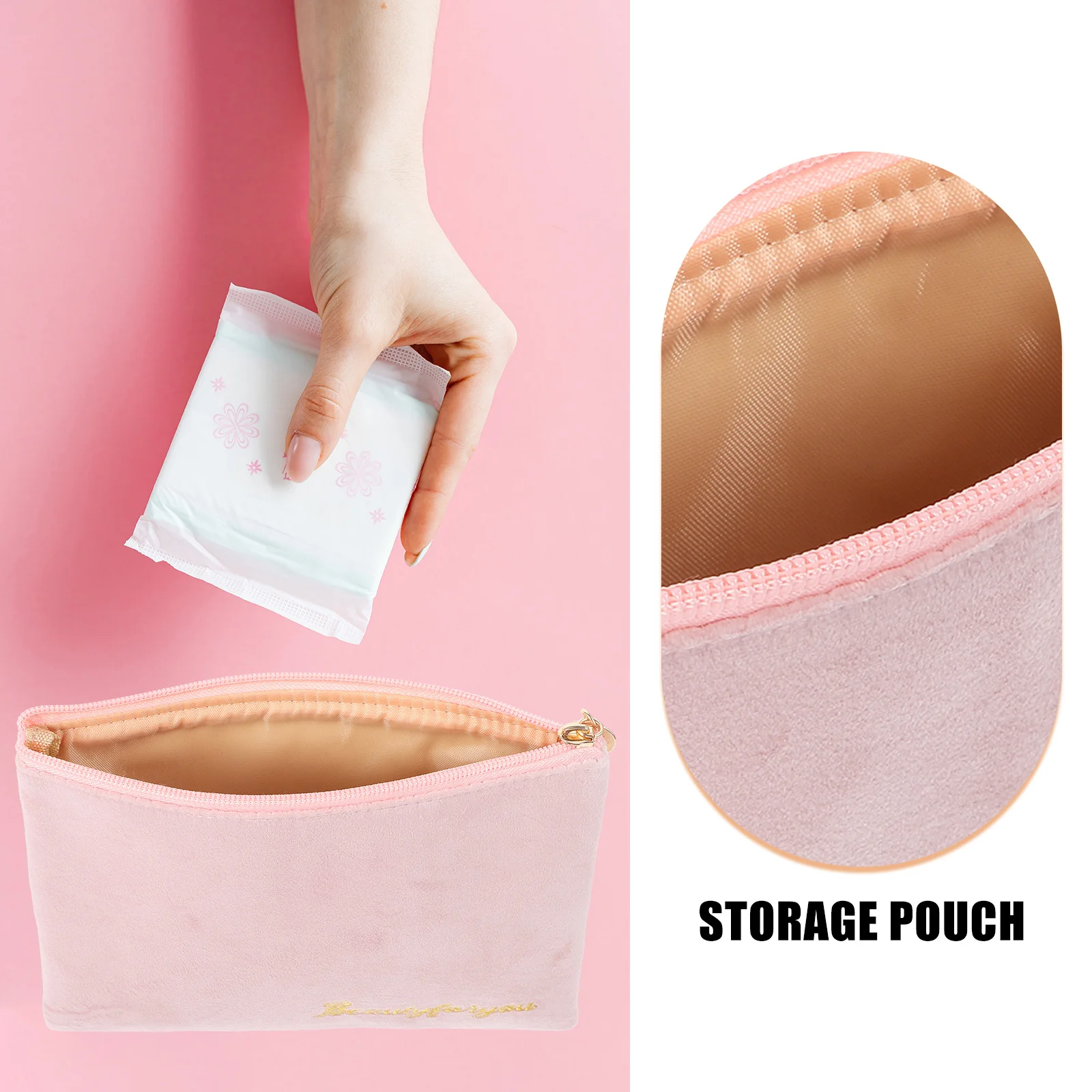 

1Pcs Portable Sanitary Towel Storage Pouch Waterproof Zippered Diaper Bag Large Travel Physiological Period Organizer for Women